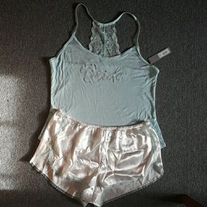 3 piece Bride tank, shorts, and robe. Size Large